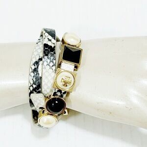NEW Tory Burch Snakeskin Triple-wrap Bracelet